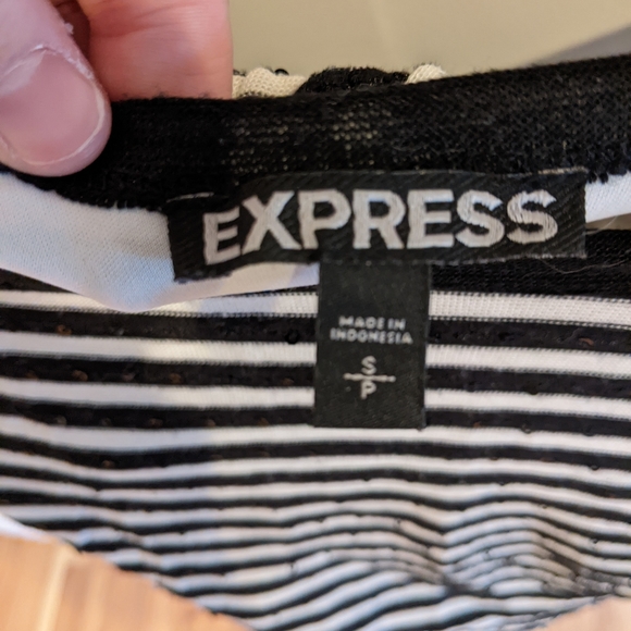 Black and White Striped Express Dress with Sequins - Picture 4 of 5